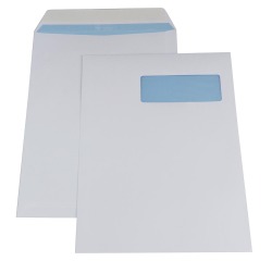 Gallery enveloppen ft 230 x 310 mm, venster rechts, stripsluiting, binnenzijde blauw, doos van 250 stuks