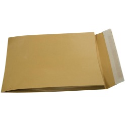 Gallery enveloppen met balg ft 229 x 324 x 35 mm, stripsluiting, bruine kraft, doos van 250 stuks