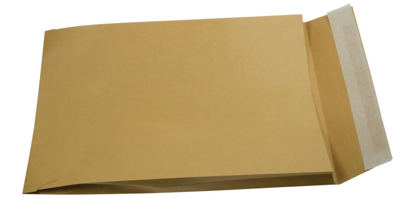 Gallery pochettes à soufflet, ft 229 x 324 x 35 mm, bande adhésive, en kraft brun, boîte de 250 pièces