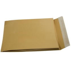 Gallery enveloppen met balg ft 250 x 350 x 40 mm, stripsluiting, bruine kraft, doos van 250 stuks