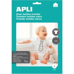 Apli T-shirt Transfer Paper pour textile blanc ou clair, paquet de 3 feuilles