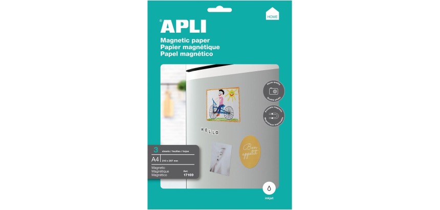 Apli papier aimanté, paquet de 3 feuilles