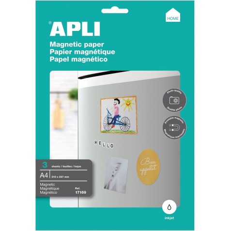 Apli papier aimanté, paquet de 3 feuilles