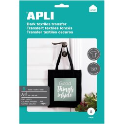 Apli T-shirt Transfer Paper pour textile noir ou foncé, paquet de 5 feuilles