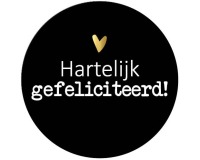 KP étiquette "Hartelijk gefeliciteerd", diamètre 40 mm, rouleau de 250 pièces