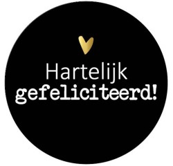 KP étiquette "Hartelijk gefeliciteerd", diamètre 40 mm, rouleau de 250 pièces