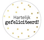 KP étiquette "Hartelijk gefeliciteerd+points", diamètre 40 mm, rouleau de 250 pièces