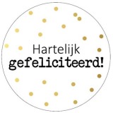 KP étiquette "Hartelijk gefeliciteerd+points", diamètre 40 mm, rouleau de 250 pièces