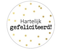 KP étiquette "Hartelijk gefeliciteerd+points", diamètre 40 mm, rouleau de 250 pièces