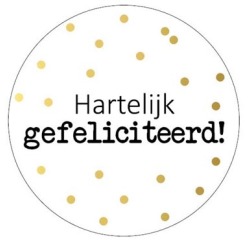 KP étiquette "Hartelijk gefeliciteerd+points", diamètre 40 mm, rouleau de 250 pièces