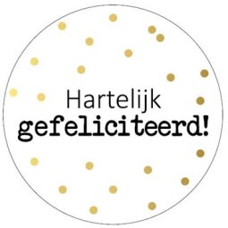 KP étiquette "Hartelijk gefeliciteerd+points", diamètre 40 mm, rouleau de 250 pièces