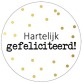 KP etiket "Hartelijk gefeliciteerd + stippen", diameter 40 mm, rol van 250 stuks