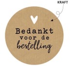KP étiquette "Bedankt voor de bestelling", kraft, diamètre 50 mm, rouleau de 250 pièces
