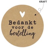 KP etiket "Bedankt voor de bestelling", kraft, diameter 50 mm, rol van 250 stuks