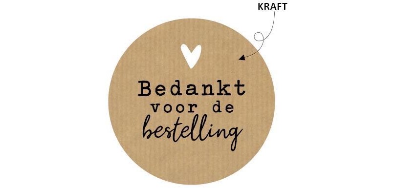 KP étiquette "Bedankt voor de bestelling", kraft, diamètre 50 mm, rouleau de 250 pièces