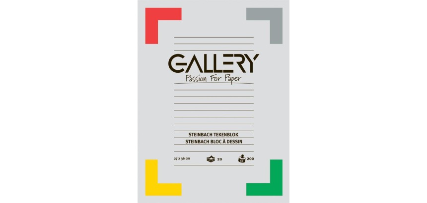 Gallery Steinbach Zeichenpapier, 200 g, Format 27 x 36 cm, Block mit 20 Blatt