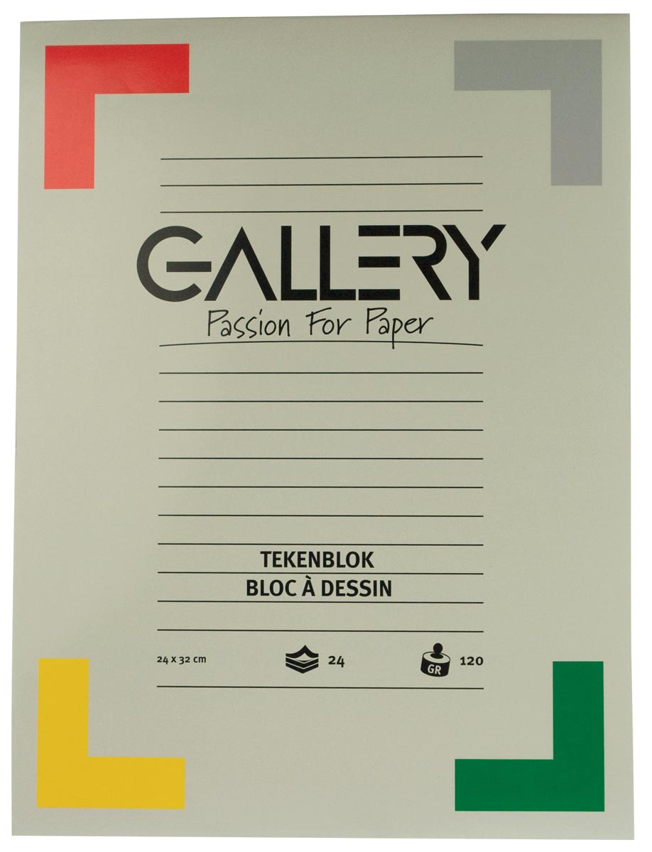 Gallery bloc de dessin 120 g/m², papier sans bois, 24 feuilles, ft
