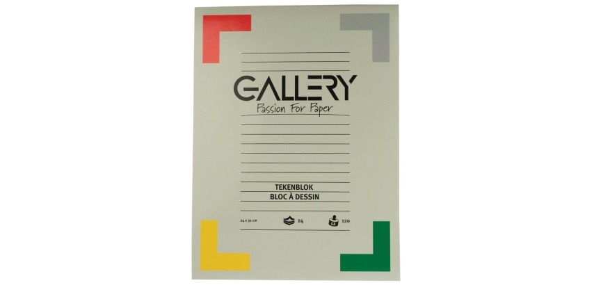 Drawing paper pad, 120 g, size 24 x 32 cm, wood-free paper, block of 24 sheets
