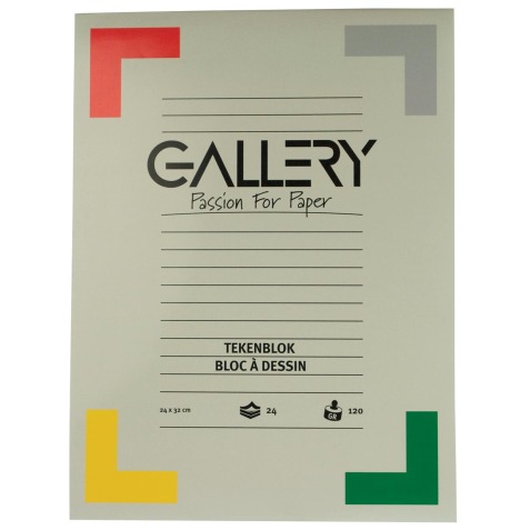 Gallery papier à dessin, 120 g, ft 24 x 32 cm, papier sans bois, bloc de 24 feuilles