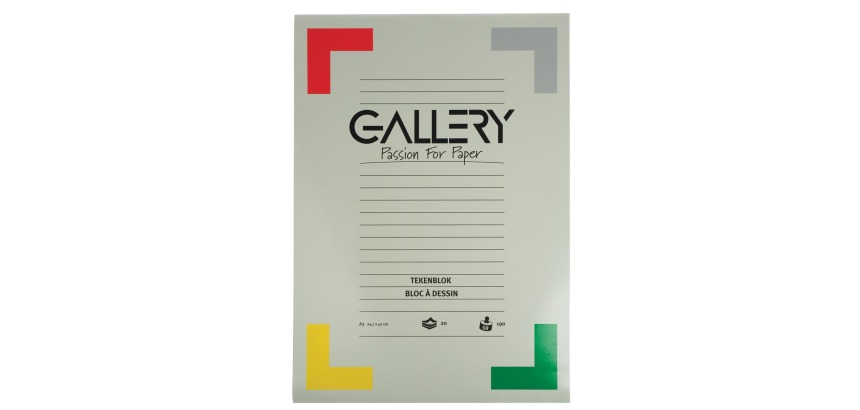 Gallery drawing paper, 190 g, size 29.7 x 42 cm, A3, extra heavy wood-free paper, pad of 20 sheets