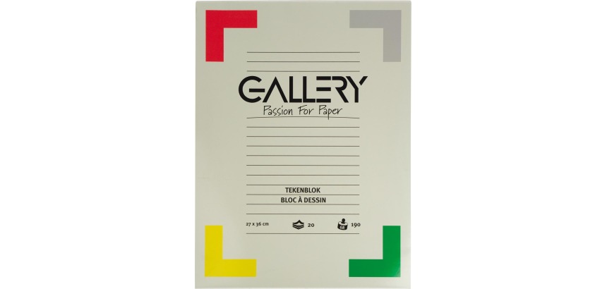 Gallery tekenpapier, 190 g, ft 27 x 36 cm, extra zwaar houtvrij papier, blok van 20 vel