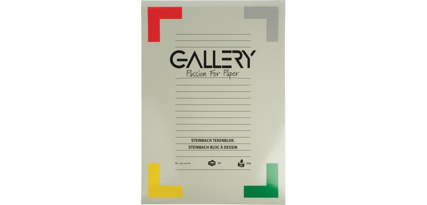 Galerie Steinbach Zeichenpapier, 200 g, ft 29,7 x 42 cm, A3, gekörnt, Block mit 20 Blatt