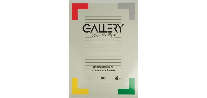 Gallery Steinbach papier à dessin, 200 g, ft 29,7 x 42 cm, A3, grainé, bloc de 20 feuilles