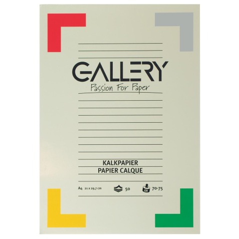 Gallery papier calque, ft 21 x 29,7 cm (A4), bloc de 50 feuilles