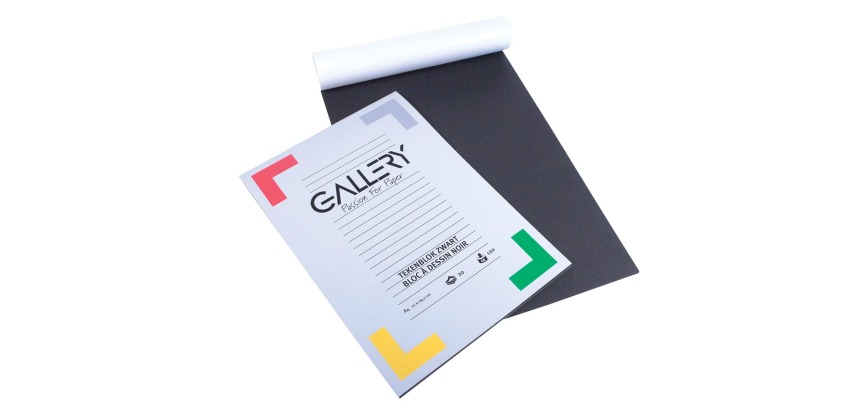 Gallery papier à dessin, 120 g, ft 21 x 29,7 cm, A4, noir, bloc de 20 feuilles
