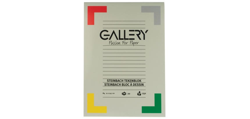 Gallery Steinbach tekenpapier, 250 g, ft 21 x 29,7 cm, A4, gekorreld, blok van 20 vel
