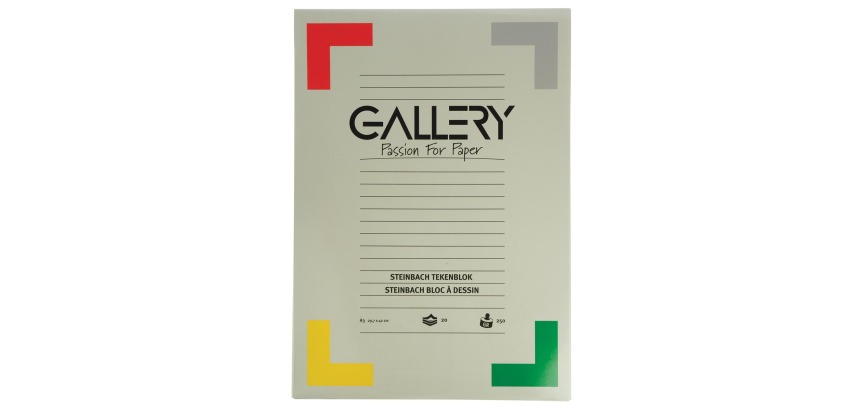 Gallery Steinbach drawing paper, 250 g, size 29.7 x 42 cm, A3, textured, pad of 20 sheets