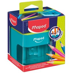 Maped taille-crayon électrique avec piles, en boîte distributrice