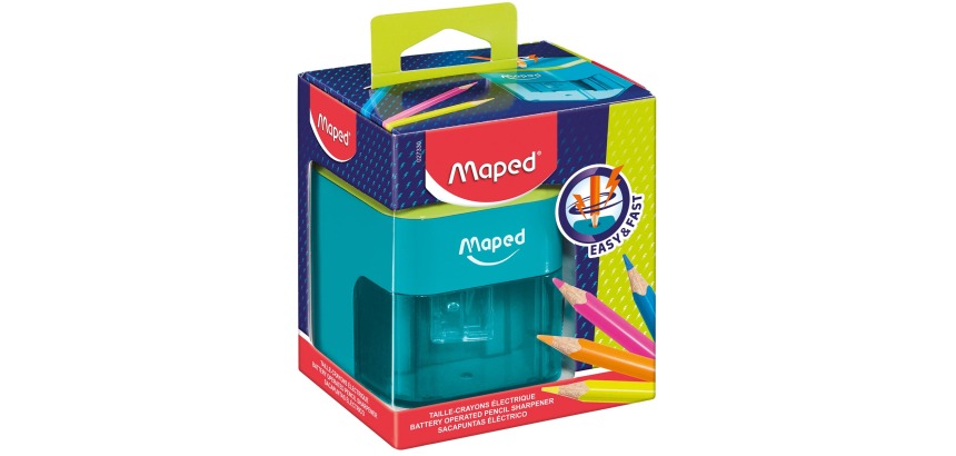 Maped battery-operated electric sharpener, in a dispenser box