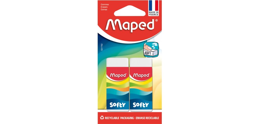 Maped Softy eraser, medium, white, blister pack of 2 pieces