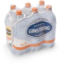 Ginstberg eau minérale naturelle, pétillante, bouteille de 1 l, paquet de 6 pièces