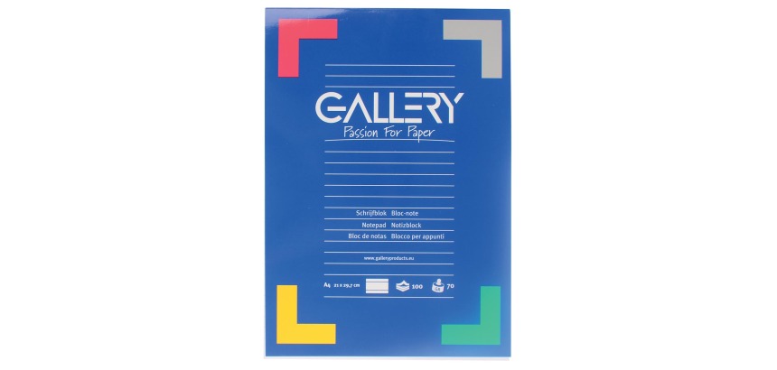 Gallery schrijfblok, ft A4, gelijnd, 100 vel