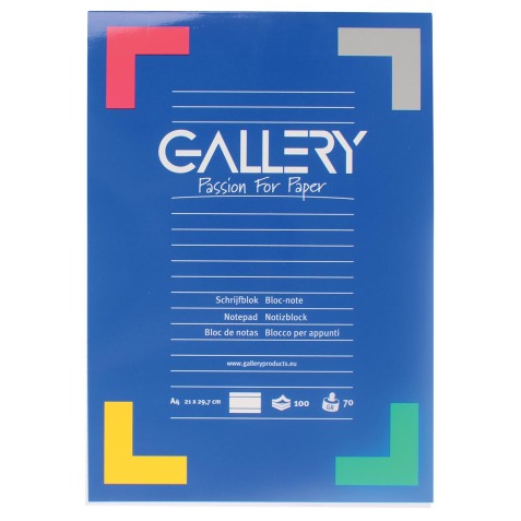 Gallery schrijfblok, ft A4, gelijnd, 100 vel