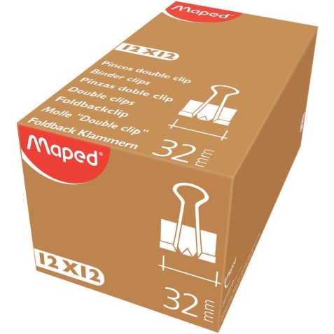 Maped clip foldback 32 mm, noir, boîte de 12 pièces