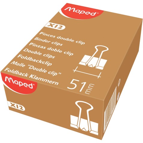 Maped foldbackclip 51 mm, zwart, doos van 12 stuks