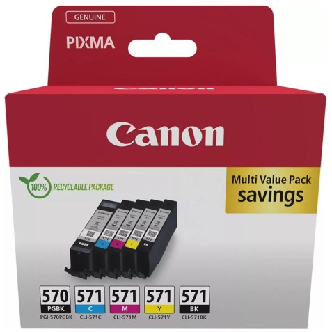 Canon cartouche d'encre 1 x PGI-570 + 1 x CLI-571, 182 - 398 photos, OEM 0372C006, 5 couleurs