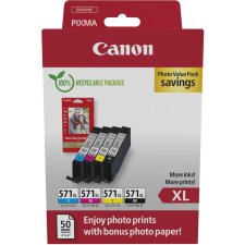 Canon photo value pack CLI-571XL, 375 - 895 photos, OEM 0332C006, 4 couleurs