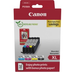 Canon photo value pack CLI-571XL, 375 - 895 foto's, OEM 0332C006, 4 kleuren