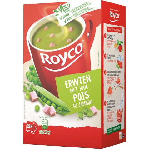 Royco Minute Soup classic erwten met ham, pak van 25 zakjes