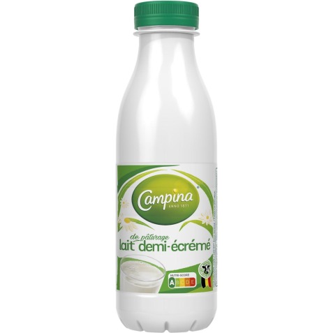 Campina lait demi écrème, 0,5 litres, paquet de 6 bouteilles