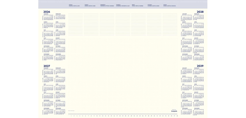 Bloc calendrier sous-main 2026 Brepols Office Mate 7 jours/1 page 41,2x59cm