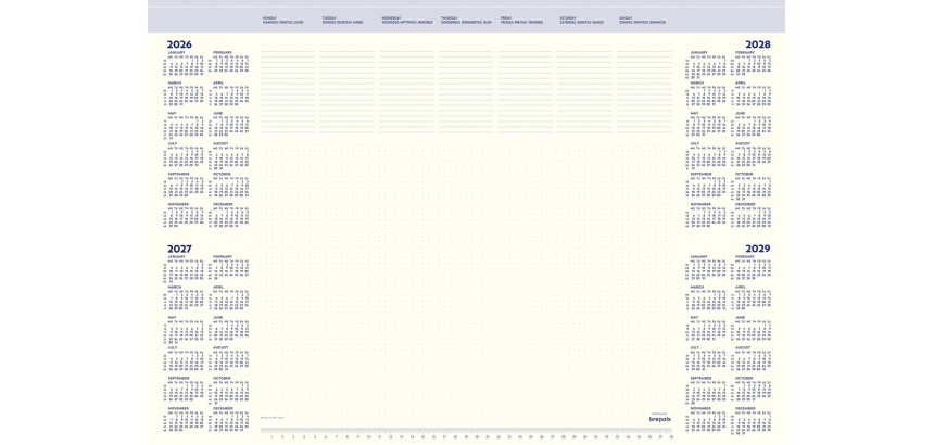Bloc calendrier sous-main 2026 Brepols Office Mate 7 jours/1 page 41,2x59cm