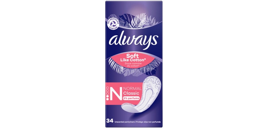Always Soft Like Cotton protège-slip Normal Classic, paquet de 34 pièces