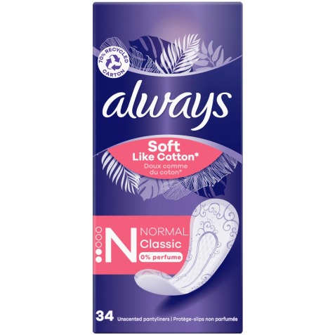 Always Soft Like Cotton protège-slip Normal Classic, paquet de 34 pièces