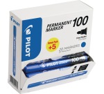 Pilot marqueur permanent 100, boîte de 15 + 5 pièces, bleu
