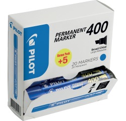 Pilot marqueur permanent 400, boîte de 15 + 5 pièces, bleu